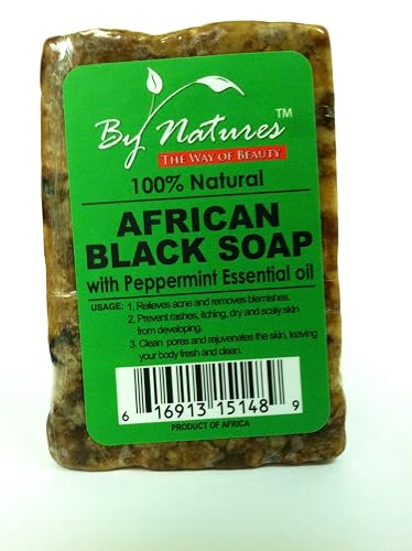 By natures Natural African Black Soap (Peppermint essential oil) Beauty & Personal Care By Natures