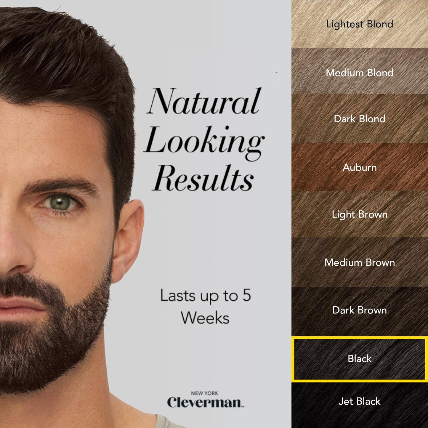 Reusable Hair & Beard Dye for Men - Black 1.0 | Up to 5 Uses, 7 Minutes | Natural Gray Coverage, No-Drip Cream with SkinArmour® - Cleverman Beauty & Personal Care CLEVERMAN