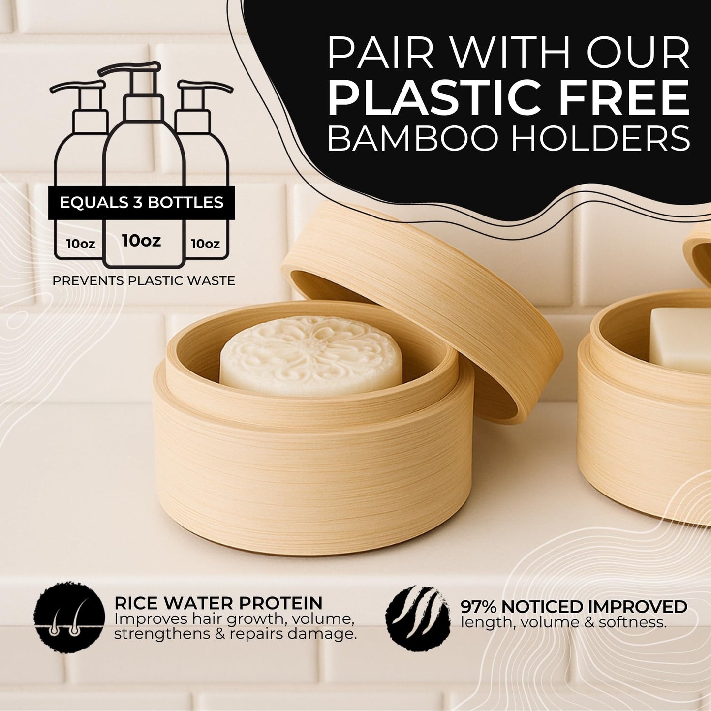 Viori Hidden Waterfall Shampoo and Conditioner Bar Set Made with Rice Water - Handcrafted Sulfate Free Shampoo and Conditioner Beauty & Personal Care Viori