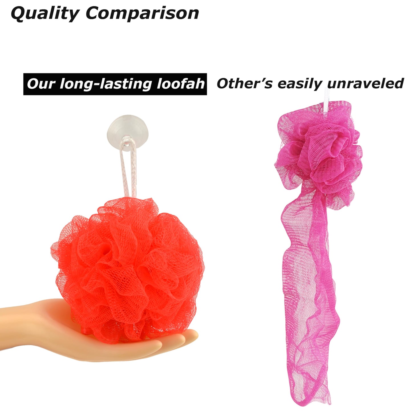 Star Brand Long Lasting Bath Sponge 6 Counts - 60g Heavy Bath Mesh Pouf with Suction Cup - Big Shower Sponge and Loofahs - Holding Up Bathing Beauty and Personal Care Star