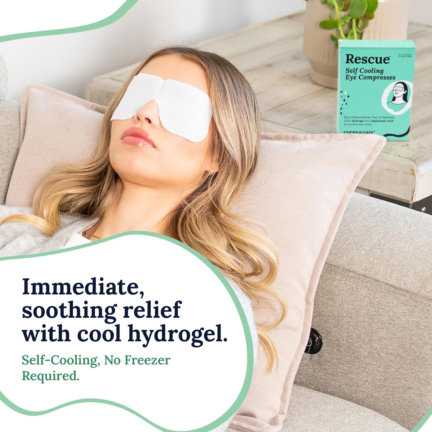 CorneaCare Rescue: Hydrogel Self Cooling Compress | Cold Eye Masks for Puffy Eyes | Self Cooling Eye Compress for Fast Relief | Travel Ready | 6 Count Beauty & Personal Care CorneaCare