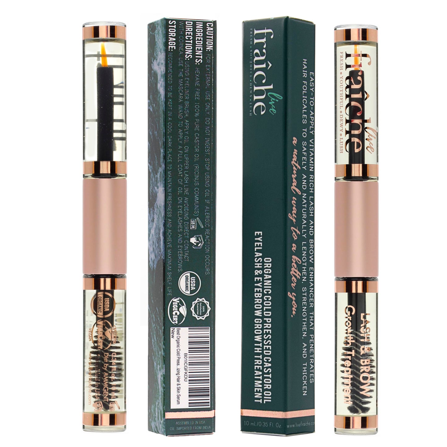 Lash Serum Mascara Tube DOUBLE PACK - Natural Eyelash Serum for Growth, Conditioning &Treatment - Eyelash Growth Serum with Organic Castor Oil - Brow Beauty & Personal Care Live Fraiche
