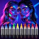 10 Colors Glow in the Dark Body Paint Markers, Neon Face & Body Paint Set, UV Light Reactive Paint for Parties, Halloween, Cosplay, Washable Paint Beauty & Personal Care Gullora