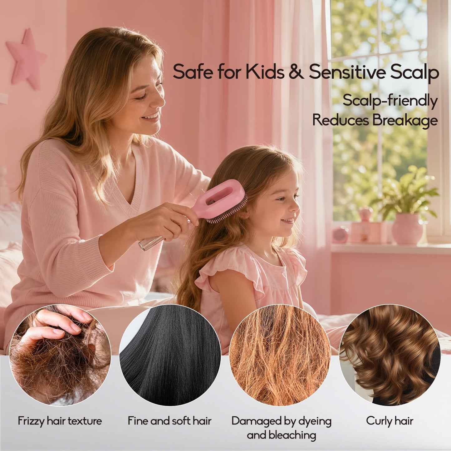 2-in-1 Misting Detangling Hair Brush with Fine Spray - Anti-Frizz & Static Control for Fine, Dry & Flyaway Hair - Smooth & Shine Everyday Styling Beauty & Personal Care YIHKQDL