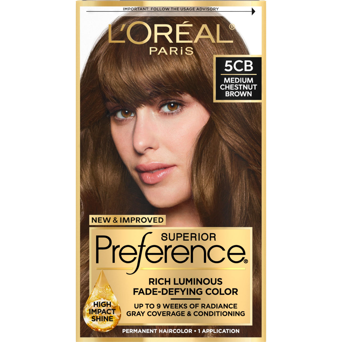 L'Oreal Paris Superior Preference Luminous Fade-Defying Permanent Hair Color, Hair Dye For Up to 9 Weeks of Radiance, Medium Chestnut Brown 5CB, 1 Beauty & Personal Care L'Oreal Paris