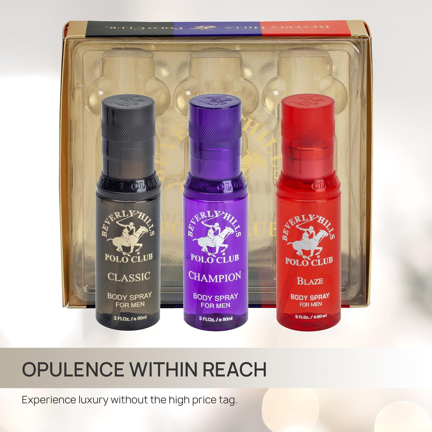 Beverly Hills Polo Club 3 Piece Body Spray Collection: Champion, Classic, Blaze (9 fl Oz, Different Fragrances) Beauty & Personal Care Beverly Hills Polo Club