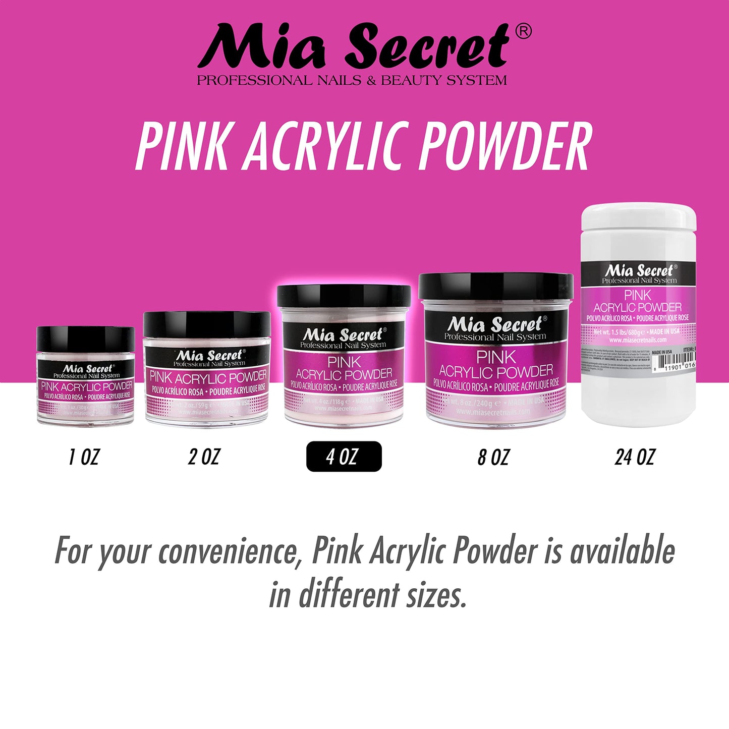 Mia Secret Pink Acrylic Powder 4 oz. Beauty & Personal Care Mia Secret