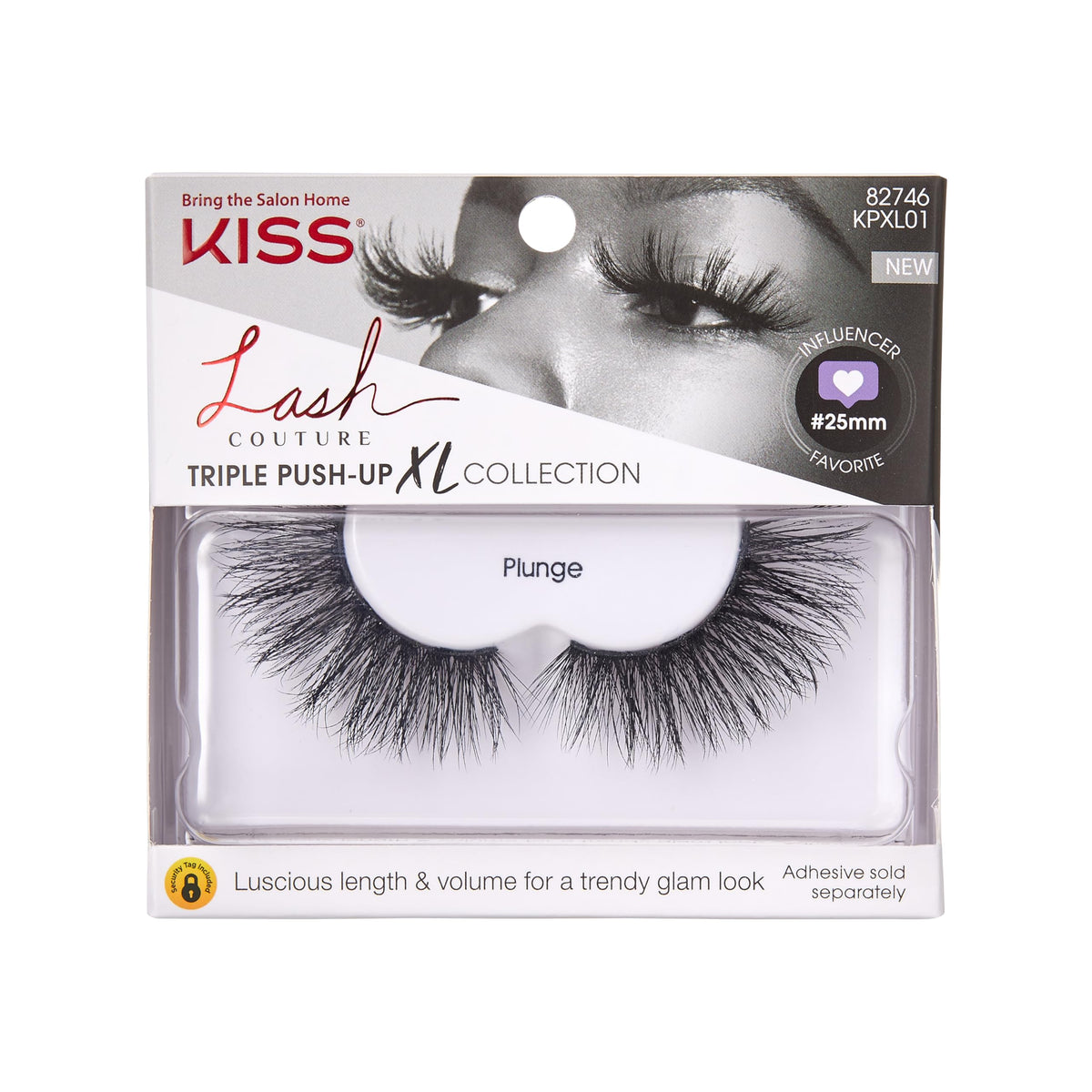 Kiss Lash Couture Triple Push Up XL Collection False Eyelashes, 3D Volume in Extra Long Length with Triple Design Technology, Cruelty-Free