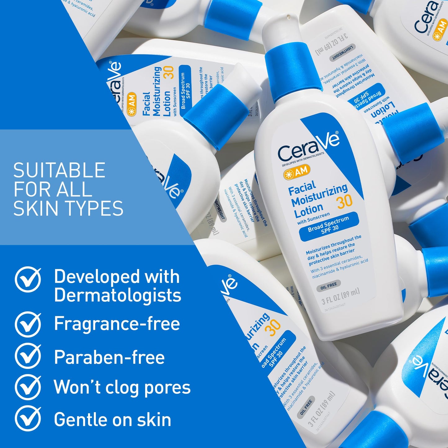 CeraVe AM Facial Moisturizing Lotion with SPF 30, Oil-Free Face Moisturizer with SPF, Formulated with Hyaluronic Acid, Niacinamide & Ceramides Beauty & Personal Care CeraVe