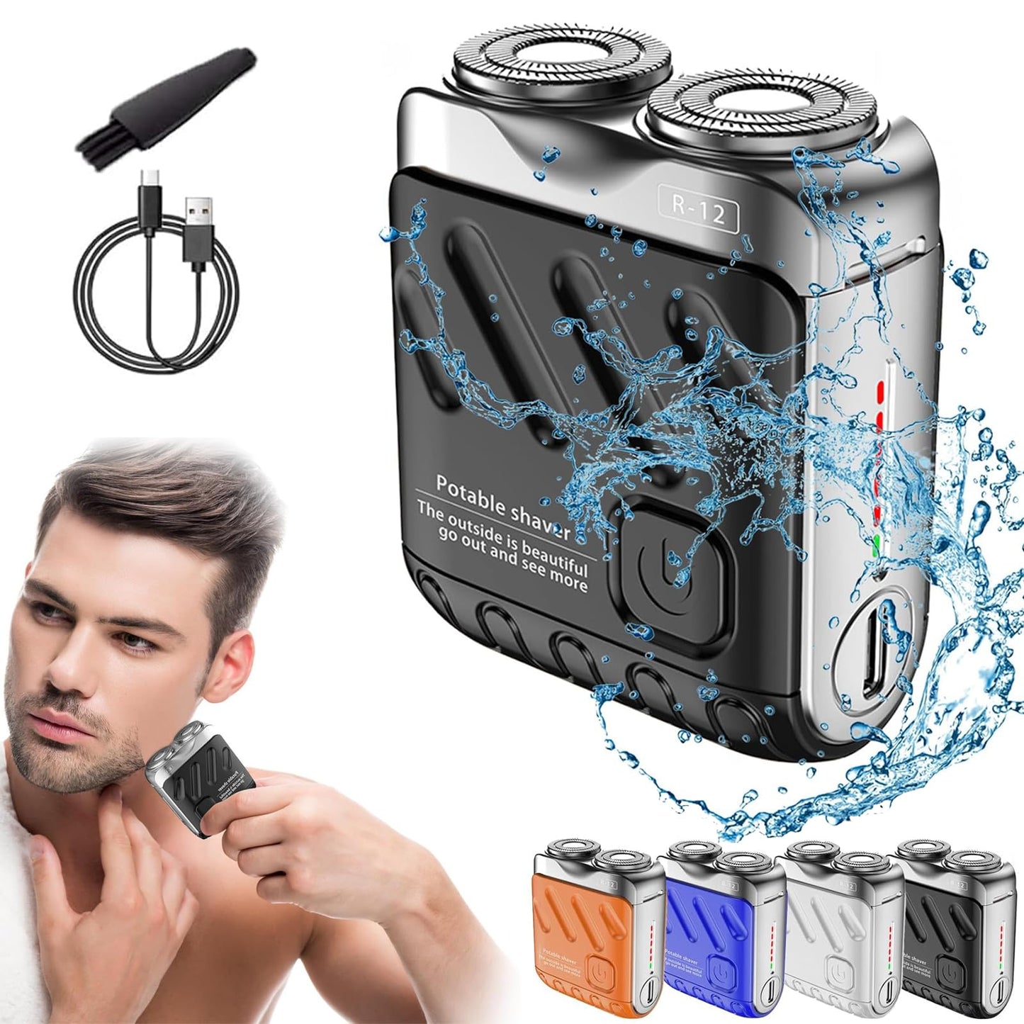 Skywortl Mini Shaver, Beard Shavers Portable Suitcase Design Razor, Mini Portable Electric Shaver for Men Waterproof, Fast Charging Long Battery Life Beauty and Personal Care Rhycoma