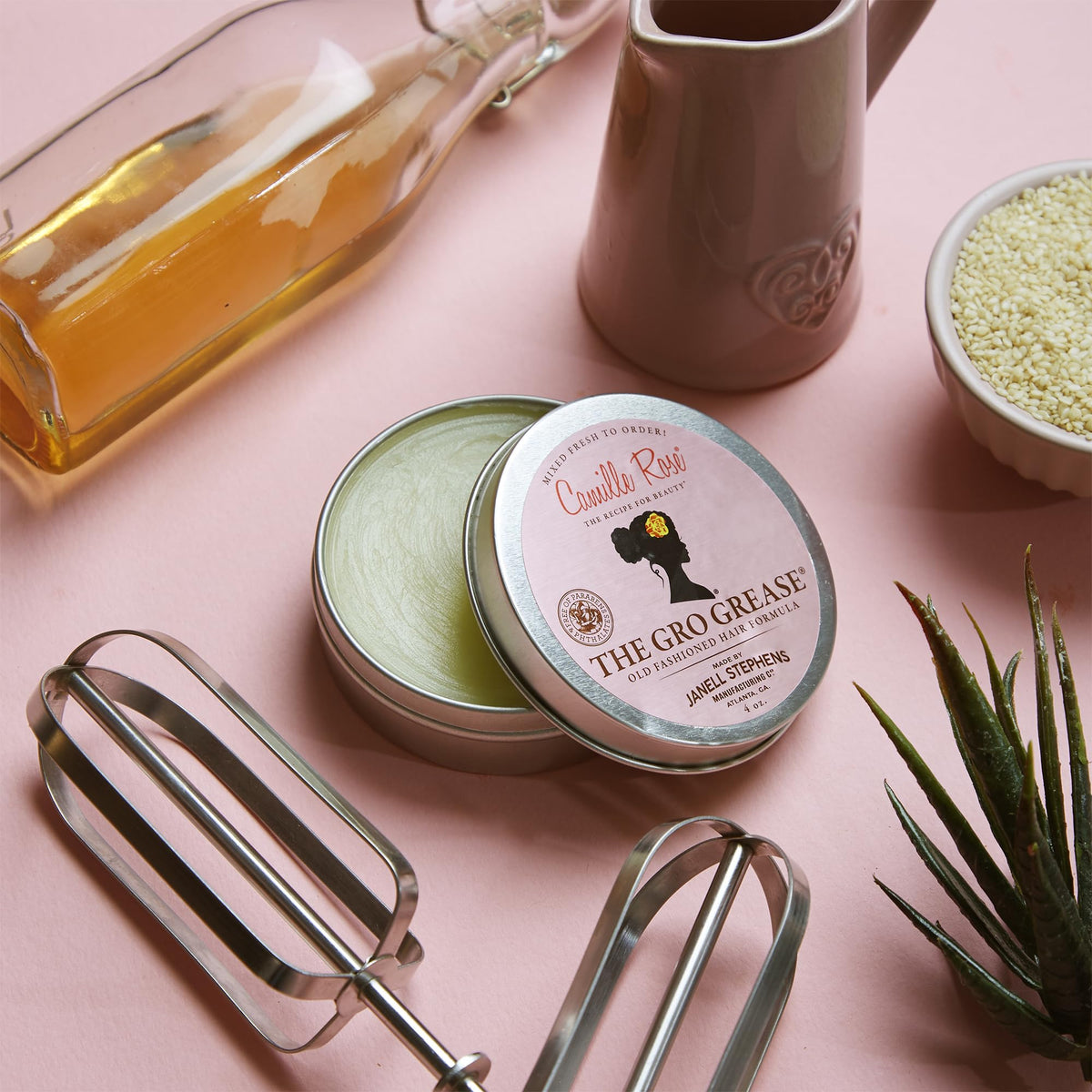 Camille Rose The Gro Grease - Leave-In Conditioner & Scalp Treatment for Healthy-Looking Hair, Growth Support & Scalp Comfort with Castor Oil, Amla &