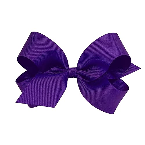 Wee Ones Girls' Plain Wrap Classic Grosgrain Hair Bows on a WeeStay No-Slip Hair Clip, Handmade, Large, Purple Beauty & Personal Care Wee Ones