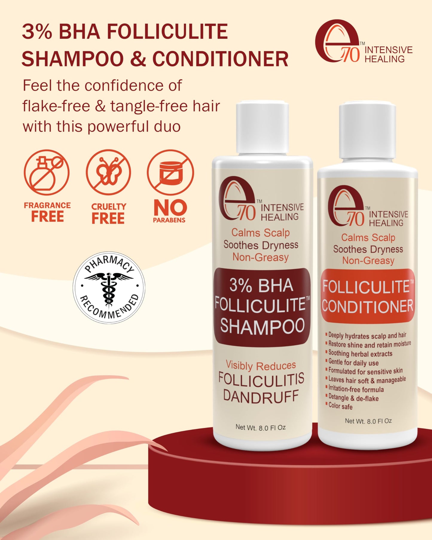 Folliculitis Treatment Shampoo and Conditioner with 3% BHA, Salicylic Acid, Aloe Vera & Tea Tree Oil - Anti Itch Shampoo for women & men with Flaky Beauty & Personal Care e70
