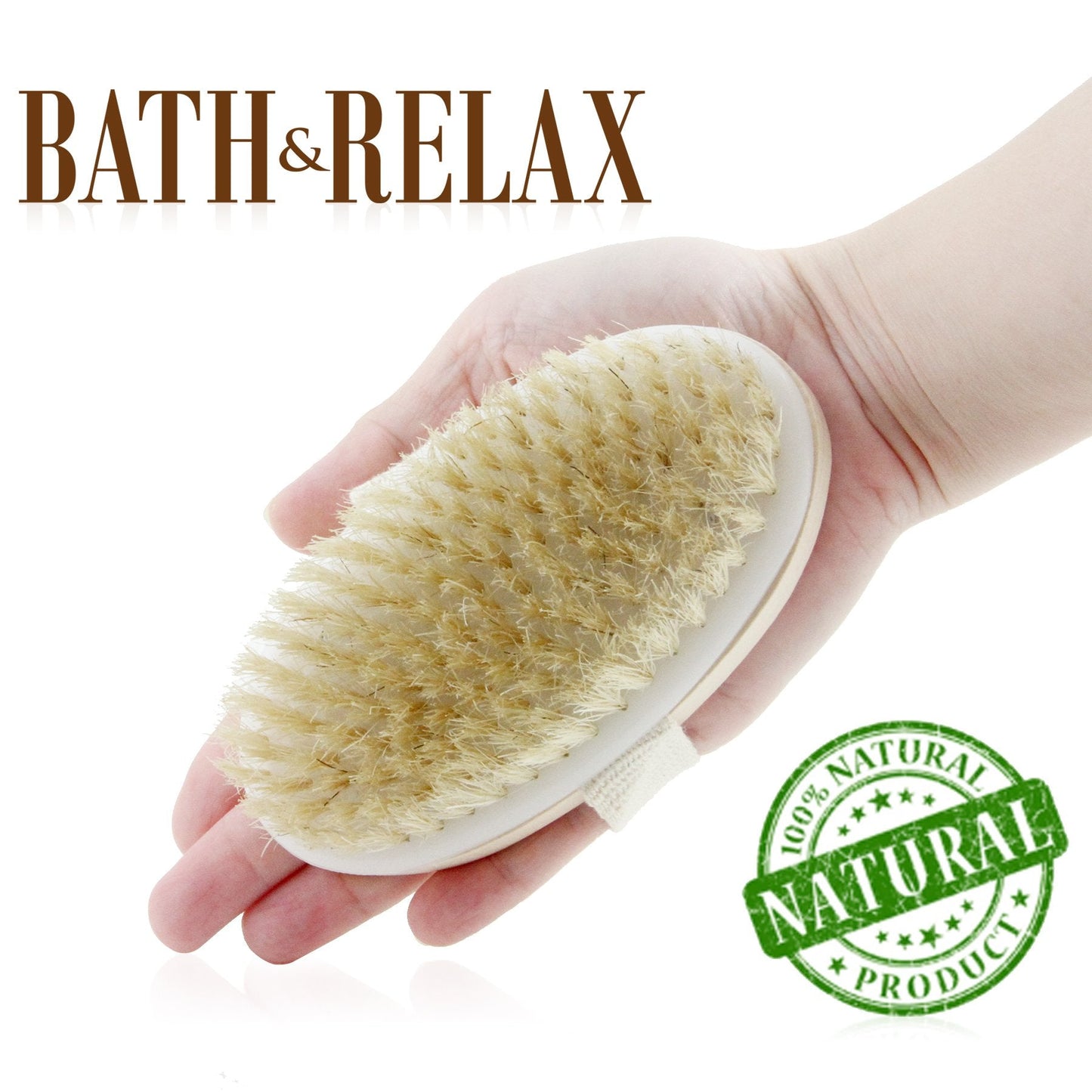Bath & Relax New Bath Body Brush Back Scrubber Natural Bristles For Shower Exfoliating, Cleansing, Dry or Wet Skin Brushing with Long Handle Wooden Beauty and Personal Care Bath & Relax