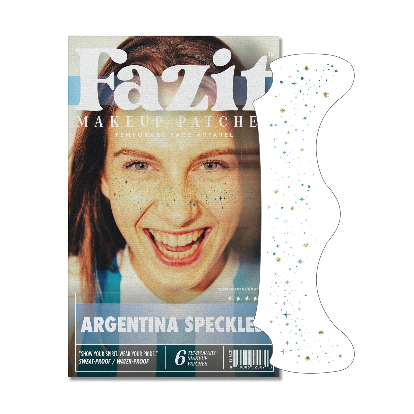 Fazit Argentina Soccer Speckles - Blue, White, and Silver Glitter Makeup Patches - Waterproof & Sweat-proof Face Stickers - Long-Lasting Game Day Beauty & Personal Care Fazit