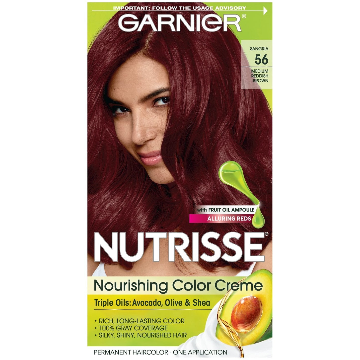 Garnier Nutrisse Nourishing Hair Color Creme, 56 Medium Reddish Brown (Sangria) (Packaging May Vary) Beauty & Personal Care Garnier