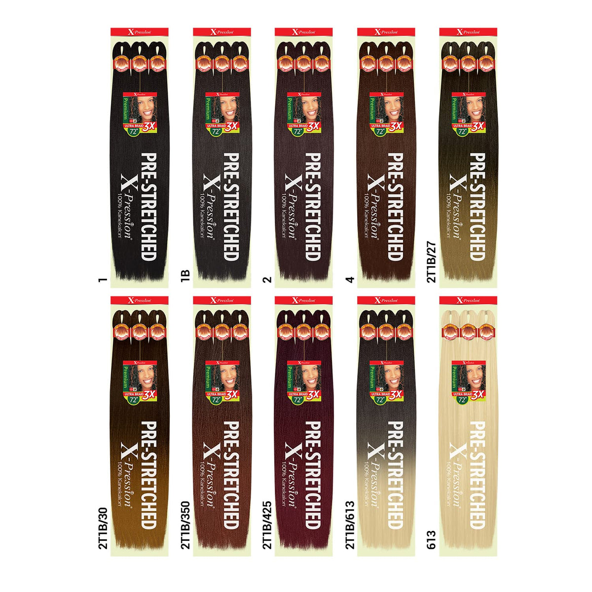 Outre Braids X-Pression Kanekalon 3X Pre Stretched Ultra Braid 72" (1-pack, 2T1B/30)