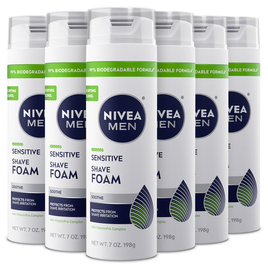NIVEA MEN Sensitive Shave Foam with Vitamin E, Soothing Chamomile and Witch Hazel Extracts, 6 Pack of 7 Oz Cans Beauty & Personal Care Beiersdorf