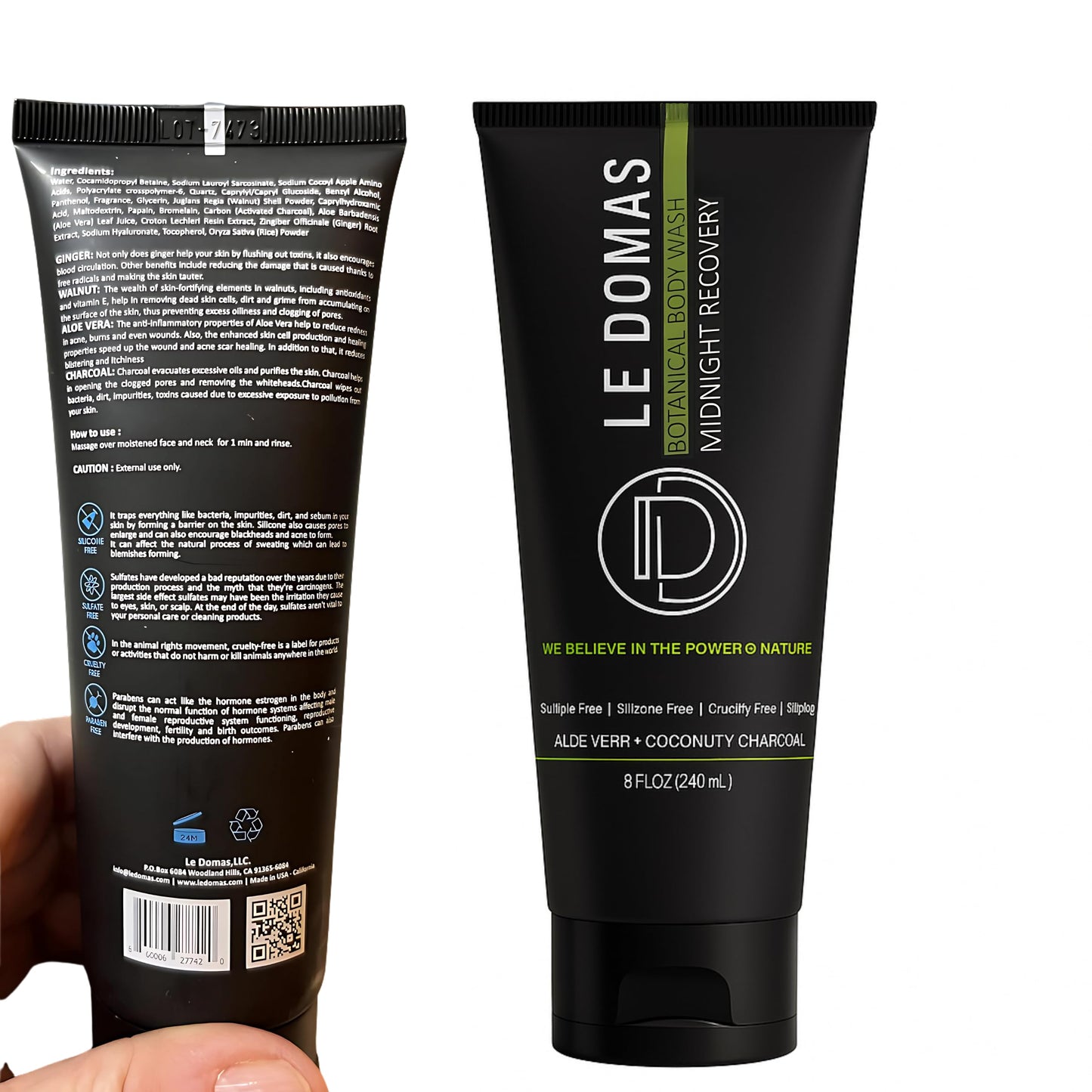 LE DOMAS Natural Body Wash with Aloe Vera, Coconut & Vitamin E - Moisturizing Cleanser for Women & Men - Sulfate Free, Gentle Skin Care, Vegan Body Beauty & Personal Care LE DOMAS