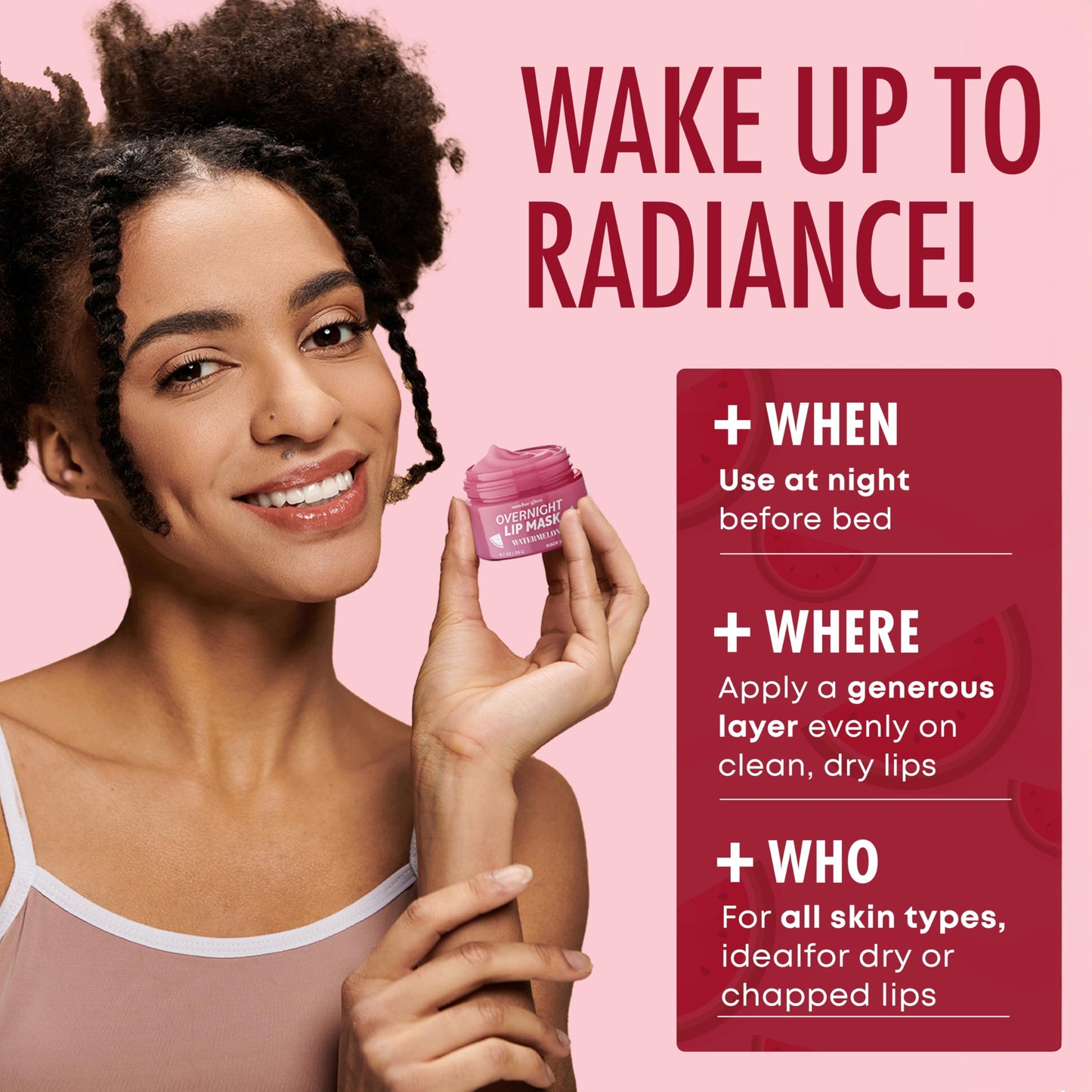 Sundae Glow Lip Mask with Watermelon - Overnight Lip Repair, Intense Hydration & Smoothing - Dermatologist Tested, Korean Skin Care - 95% Natural Beauty & Personal Care Sundae Glow
