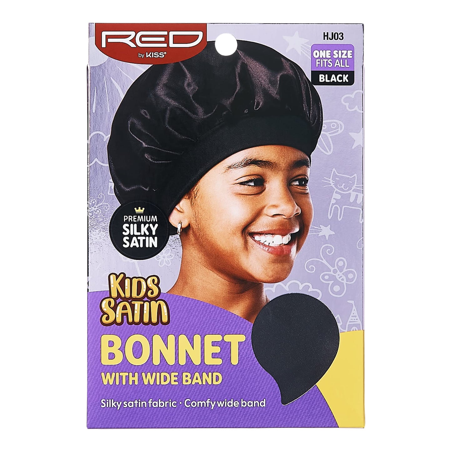 Red by Kiss Kids Satin Bonnet with Wide Band, Sleep Cap for Kids, Bonnet for Boys and Girls (Black) Beauty and Personal Care Red by Kiss