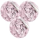 MainBasics Bath Shower Loofah Sponge Pouf Body Scrubber Exfoliator Body Wash Sponge (Set of 3, Perfectly Pink) Beauty & Personal Care MainBasics