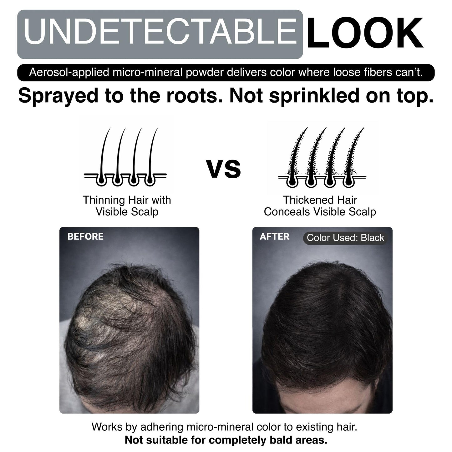 Mane Micro-Mineral Hair Thickening Spray & Root Touch Up Spray, Instant Volume & Root Cover Up for Thinning or Fine Hair, Buildable Coverage for Men Beauty & Personal Care MANE