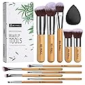 BS-MALL Makeup Brush Set 11Pcs Bamboo Synthetic Kabuki Brush Set Foundation Powder Blending Concealer Eye shadows Blush Cosmetics Brushes Beauty & Personal Care BS-MALL