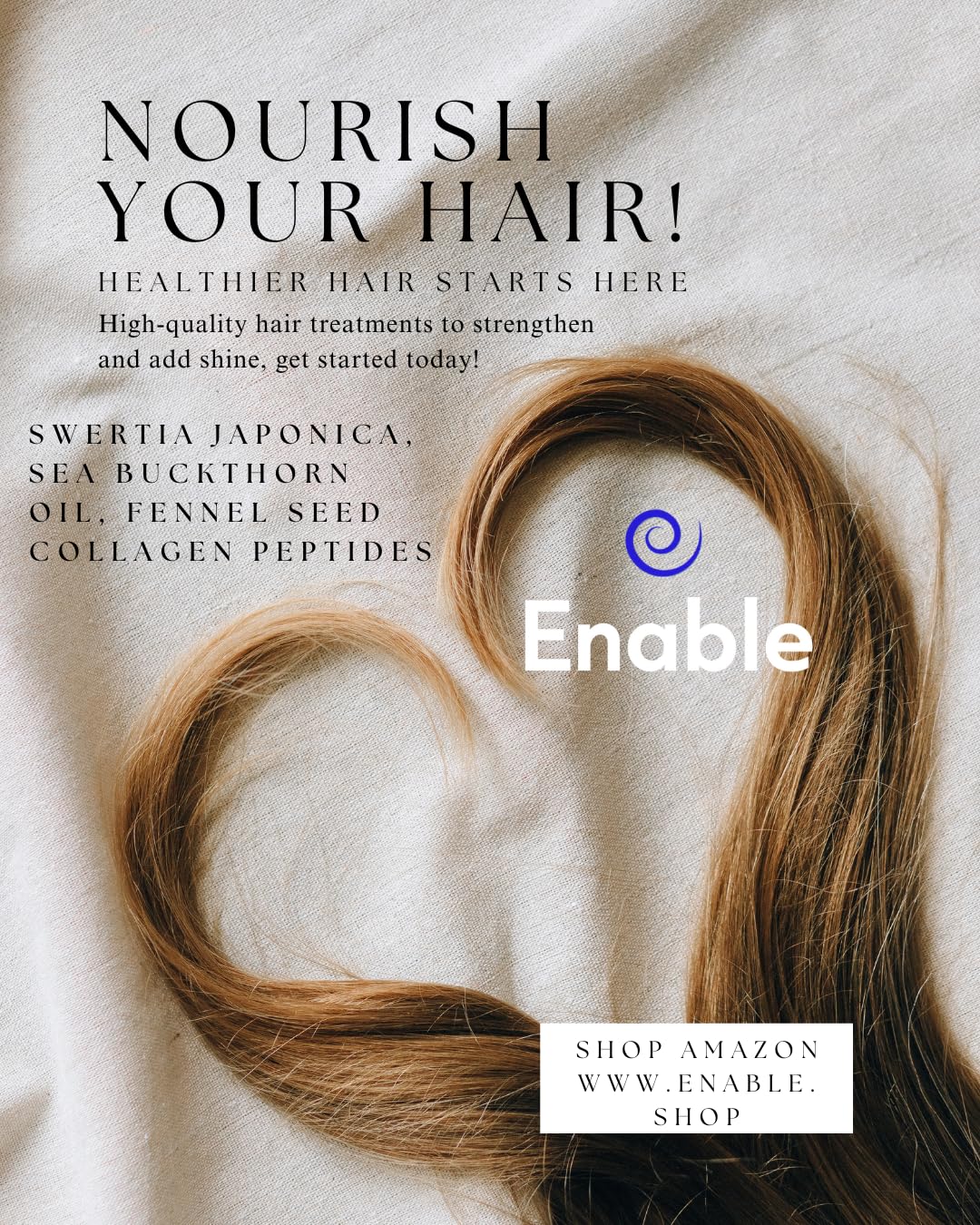 Enable Shampoo & Conditioner Bundle - Hair Growth Support, Sulfate-Free for All Hair Types, Accessible Bottles with Citrus Scent, Swertia Japonica Beauty & Personal Care Enable