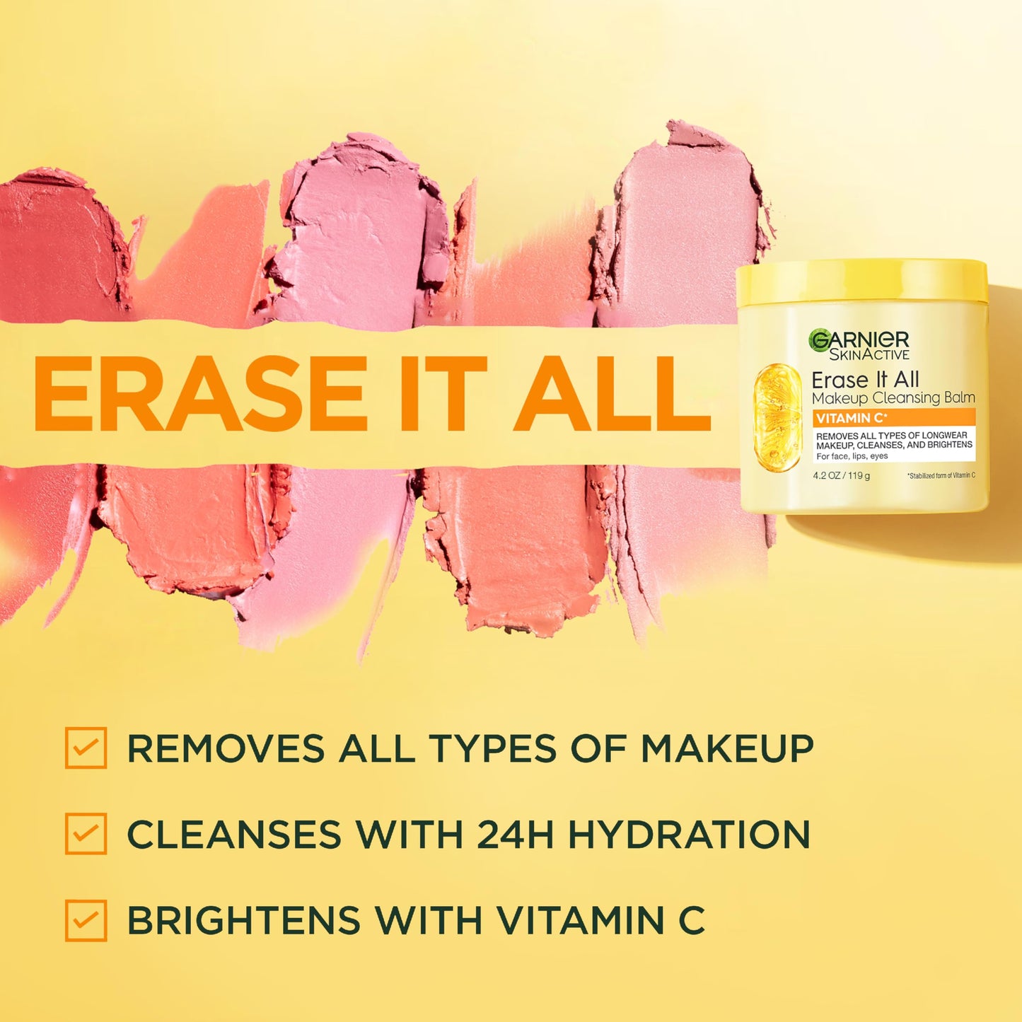 Garnier Erase It All Makeup Cleansing Balm with Vitamin C, Brightening Facial Cleanser and Makeup Remover, 4.2 Oz Beauty and Personal Care Garnier
