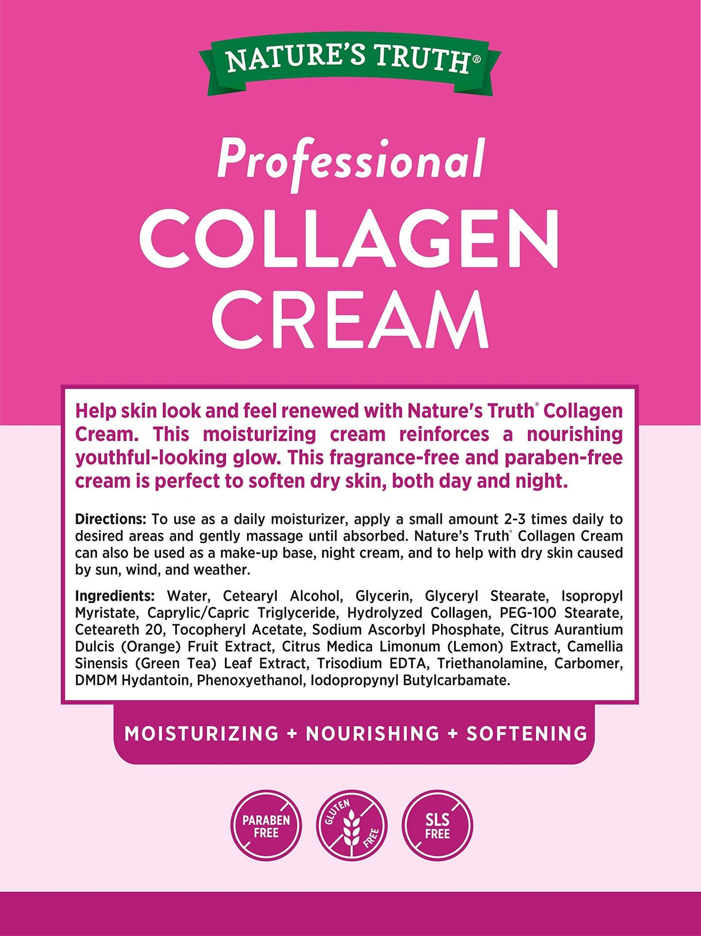 Natures Truth Professional Collagen Cream, Moisturizing, 4 Ounces Each (12) Beauty & Personal Care Nature's Truth