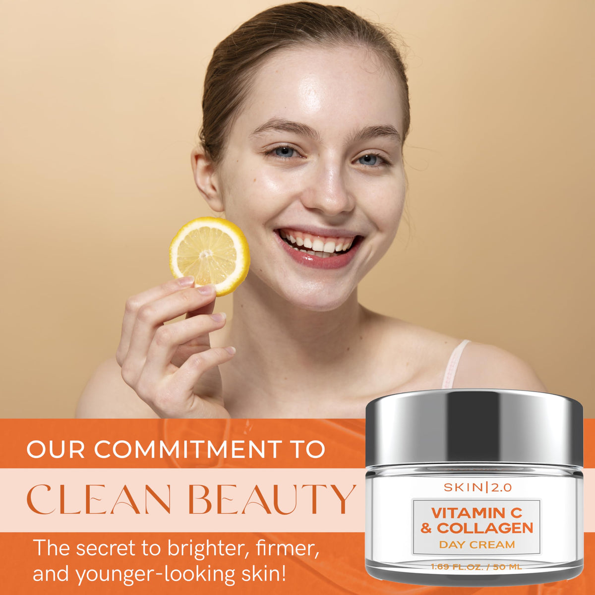 Skin 2.0 Vitamin C & Collagen Face Moisturizer - Dermatologist Tested, Anti-Aging, Skin Tightening - Brightening, Clean Beauty, Cruelty-Free, Korean Beauty & Personal Care Skin 2.0