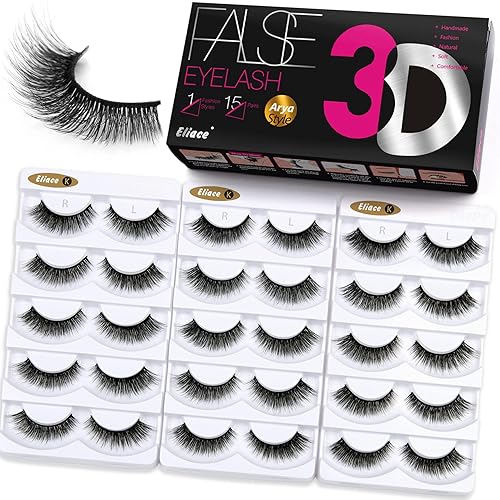 Eliace False Eyelashes Natural look Cat Eye Lashes Wispy Strips,15 Pairs 3D Mink Lashes Fake Eyelashes Volume Fluffy Thin Soft Band Comfortable Long Beauty & Personal Care Eliace