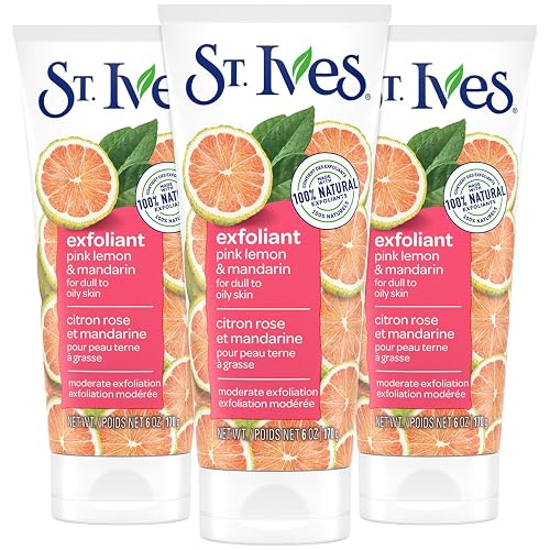St. Ives Exfoliant Face Scrub 3-Pack - Skin-Brightening Pink Lemon & Mandarin for Glowing Skin, 6 Oz Ea Beauty & Personal Care St. Ives