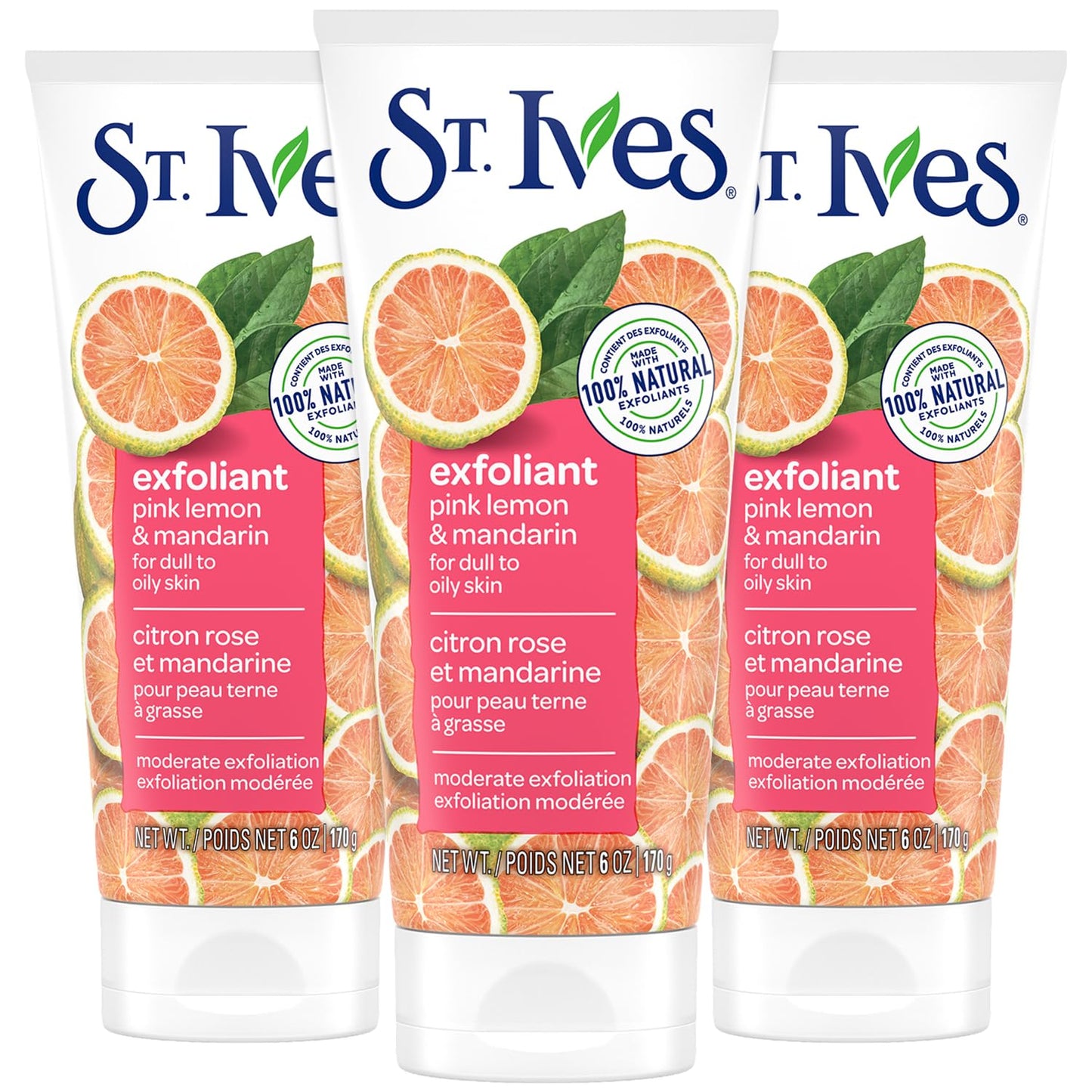 St. Ives Exfoliant Face Scrub 3-Pack - Skin-Brightening Pink Lemon & Mandarin for Glowing Skin, 6 Oz Ea Beauty & Personal Care St. Ives