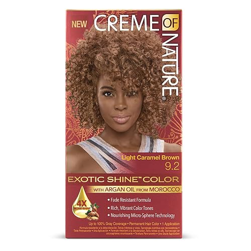 Creme of Nature, Exotic Shine Hair Color, 9.2 Light Caramel Brown, with Argan Oil from Morocco, 1 Application Beauty & Personal Care Creme of Nature