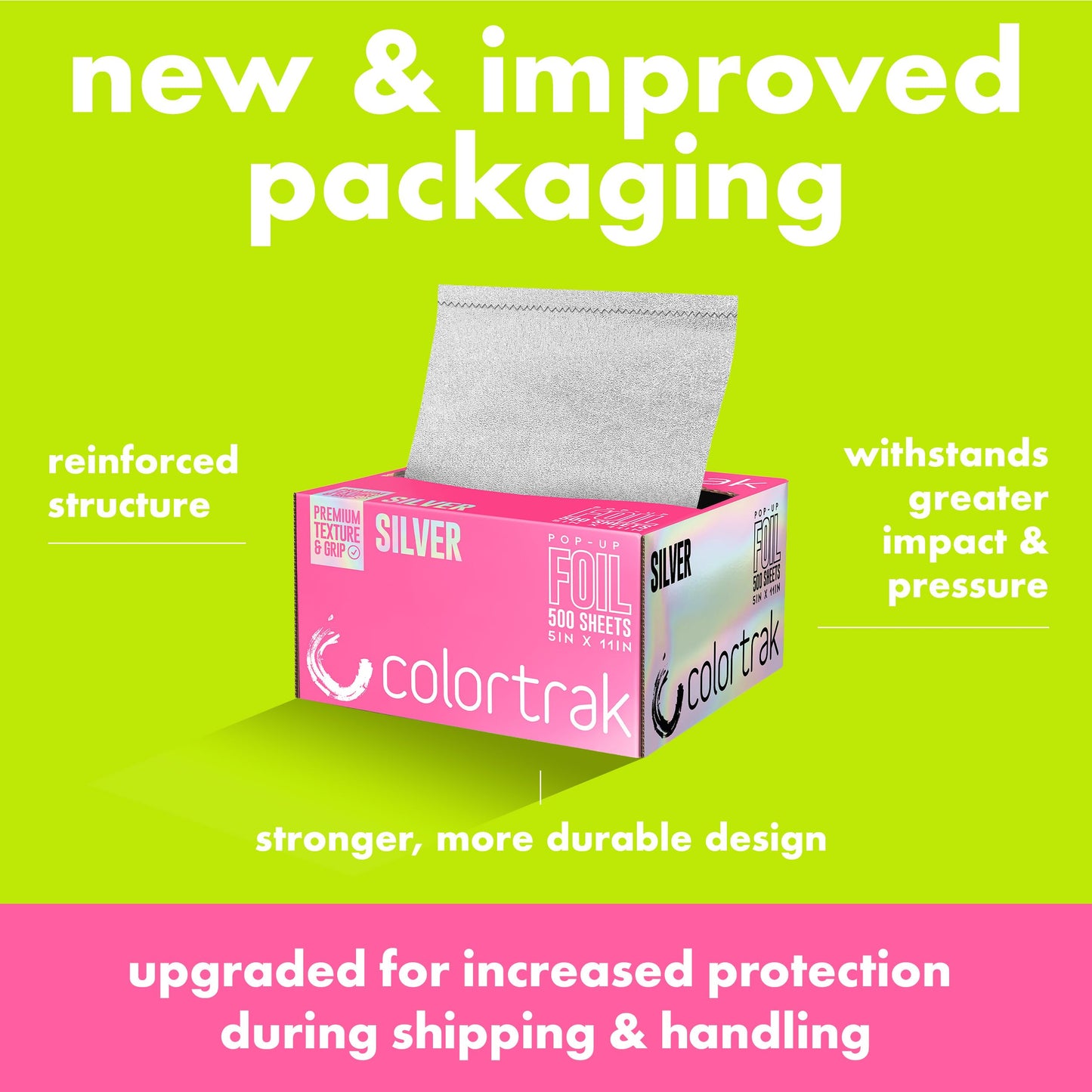 Colortrak Embossed Sheets Silver Aluminum Foil Pop-up Dispenser, 500 Pre-cut Sheets Non-slip Textured, for Hair Foil Coloring and Highlighting Beauty & Personal Care Colortrak