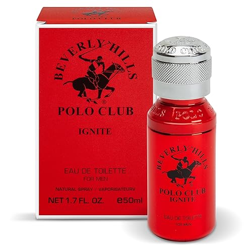 Beverly Hills Polo Club IGNITE Eau De Toilette for Men - Captivating Spicy Woody Fresh Scent Spray, 1.7 fl oz (50ml) Travel Size Beauty & Personal Care Beverly Hills Polo Club