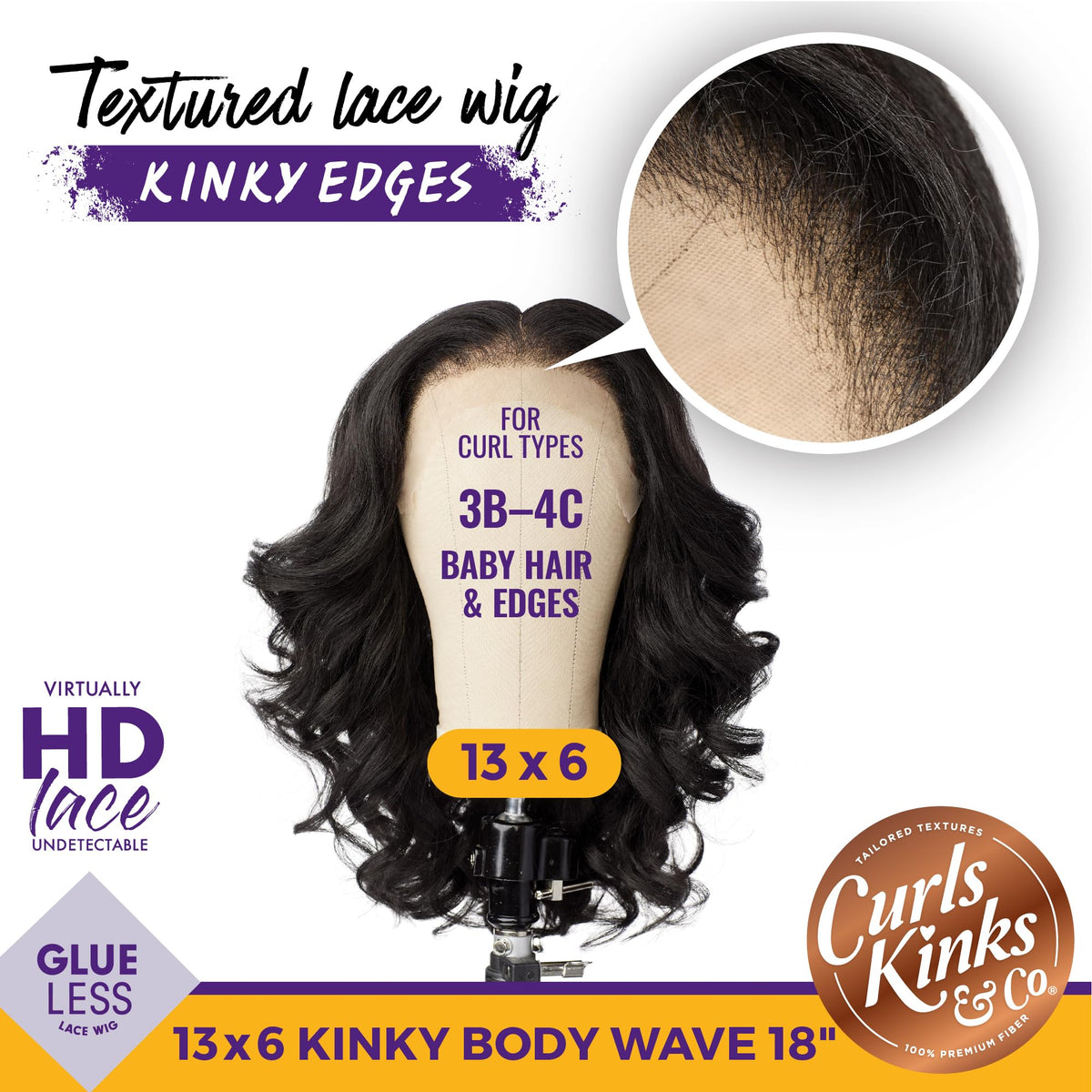 Sensationnel CKCO Kinkyedges Wig-Kinky Body Wave 18 Inch, BALAYAGECOPPER