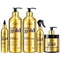 Hair Chemist 24K Gold 5-PC Complete Hair Care Set - Large Shampoo, Conditioner, Hair Oil, Hair Mist & Deep Hair Mask - Strengthening, Hydrating Beauty & Personal Care Hair Chemist