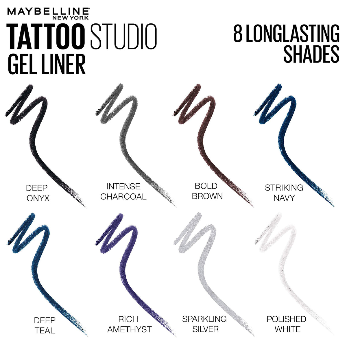 Maybelline New York Tattoostudio Waterproof, Long Wearing, Eyeliner Pencil Makeup, Intense Charcoal, 0.08 Ounce (Pack of 2)