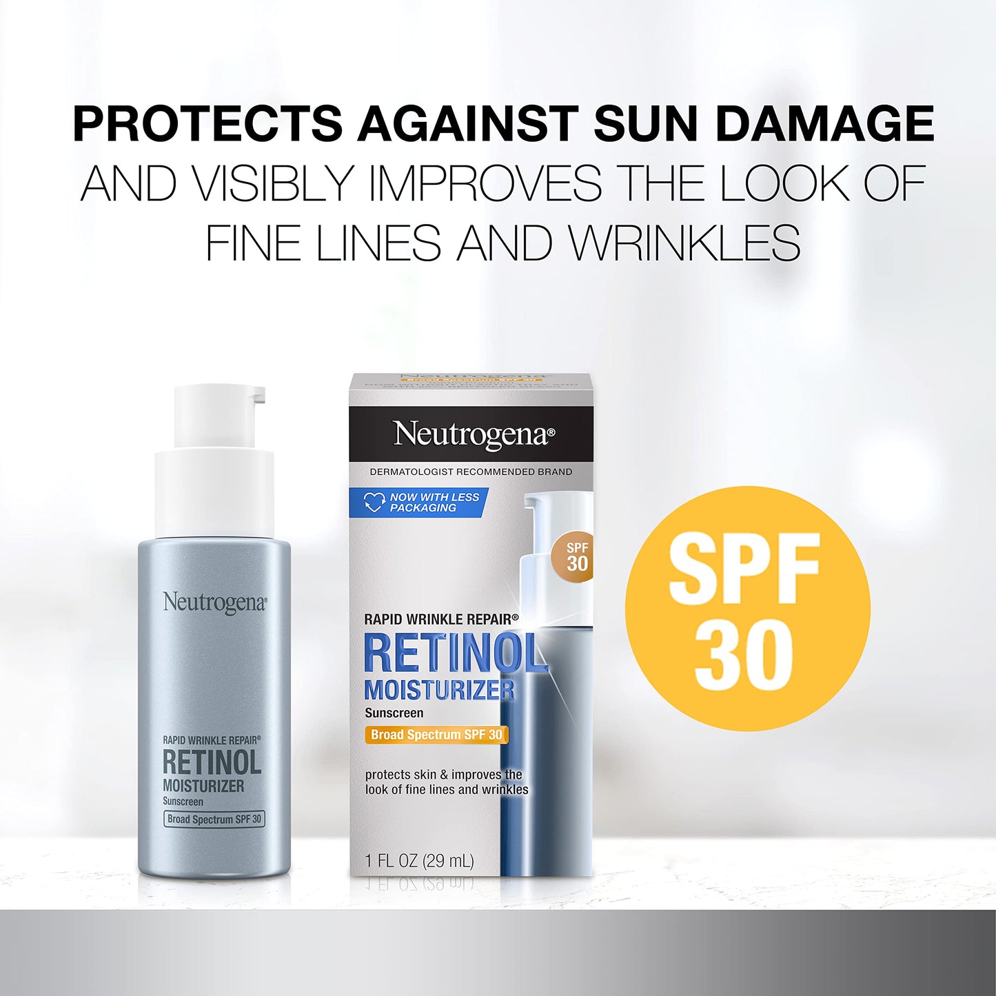 Neutrogena Rapid Wrinkle Repair Retinol Face Moisturizer with SPF 30, Daily Anti-Aging Face Cream, Retinol & Hyaluronic Acid & Trial Size Hydro Boost Beauty & Personal Care Neutrogena