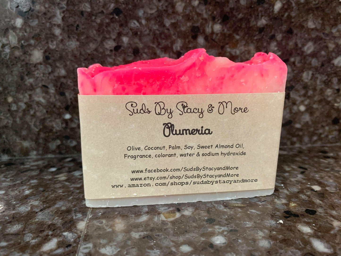 Suds By Stacy and More Plumeria Homemade Soap Bar (One 4 oz bar) cold processed with fragrance oils Beauty & Personal Care Suds By Stacy and More