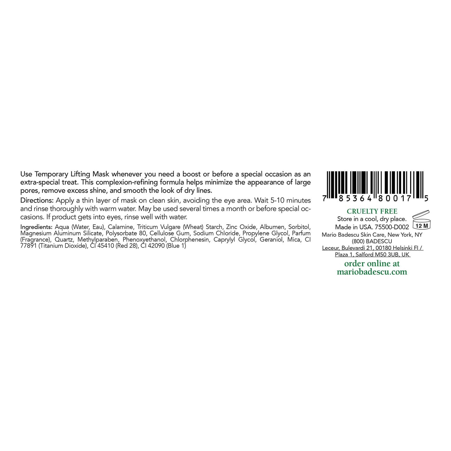 Mario Badescu Temporary Lifting Mask - Ultimate Face Mask Skincare Treat for Special Occasions - Facial Mask that Instantly Boosts and Temporarily Beauty & Personal Care Mario Badescu
