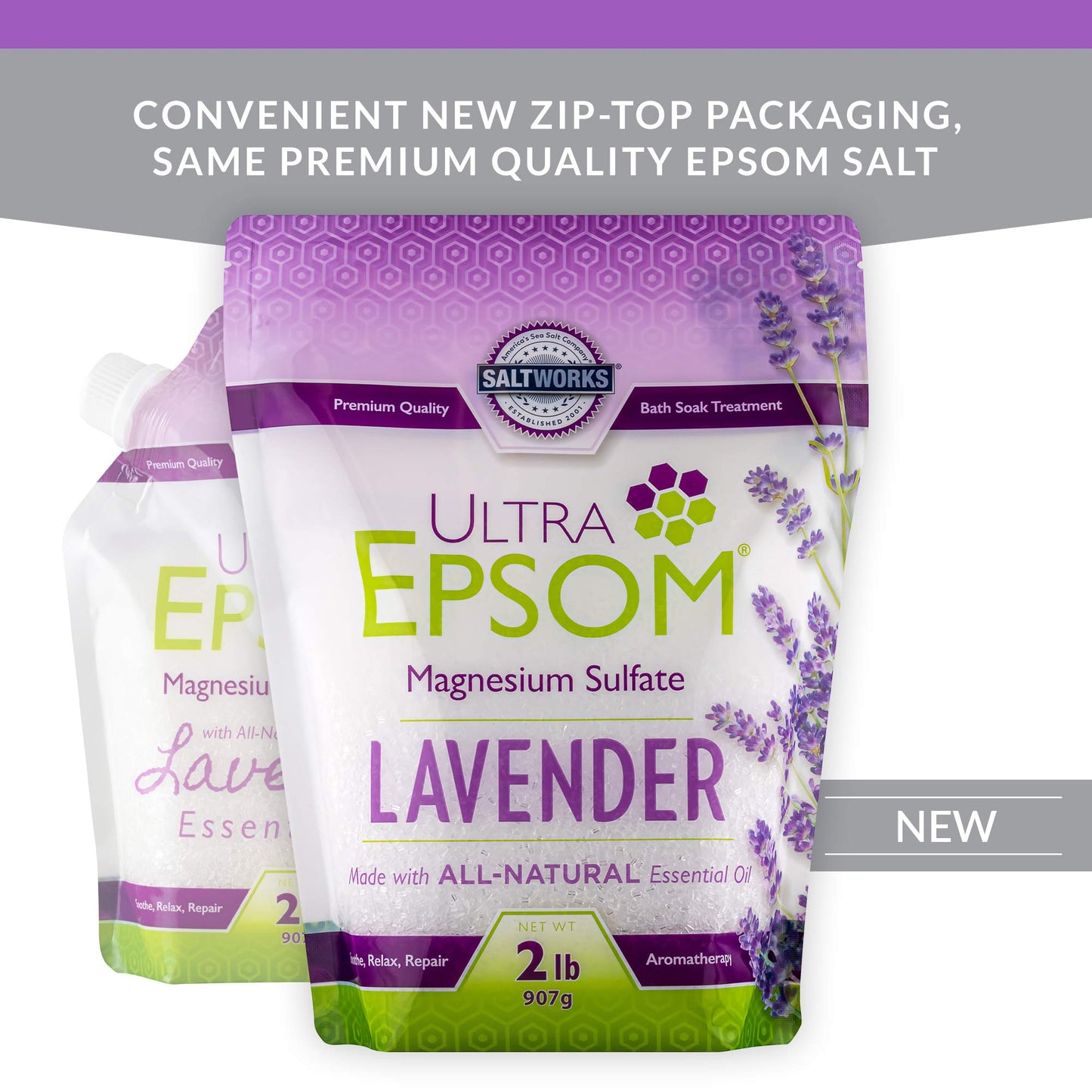 SaltWorks Ultra Epsom Scented Bath Salt, Lavender, 2 Pound Bag Beauty and Personal Care SaltWorks