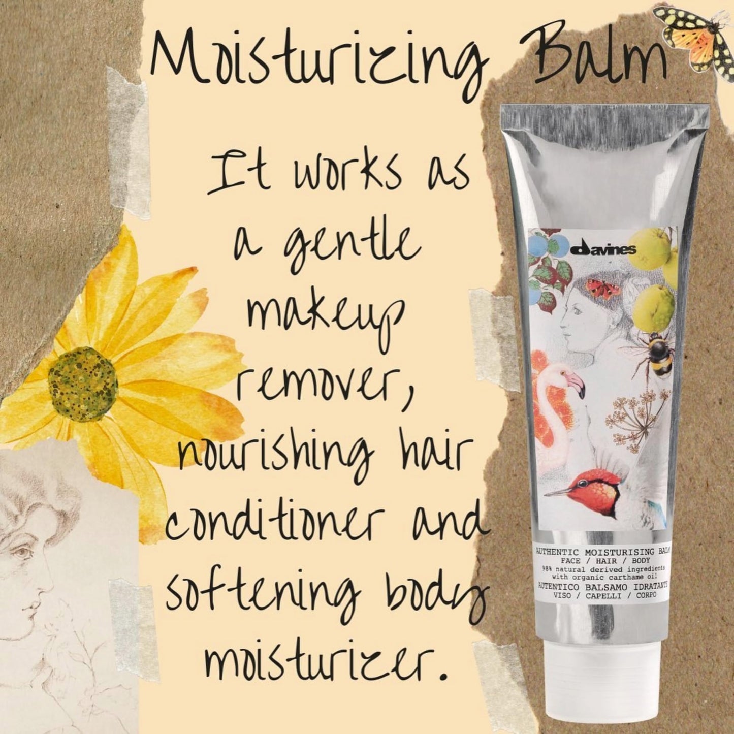 Davines Authentic Moisturizing Balm, Multi-Functional Conditioner for Face, Hair & Body - 98% Natural Oil-Based Formula Softens & Nourishes, 5.07 Fl Beauty & Personal Care Davines