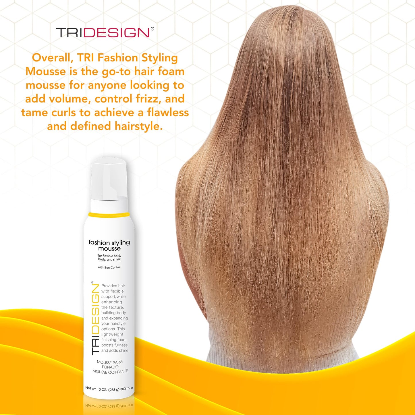 TRI Fashion Styling Mousse - Wavy Hair Volumizer & Curl Tamer with Frizz Control, Shine & Styling Options for Women, Hair Foam - 10 Ounce Beauty & Personal Care TRIDESIGN