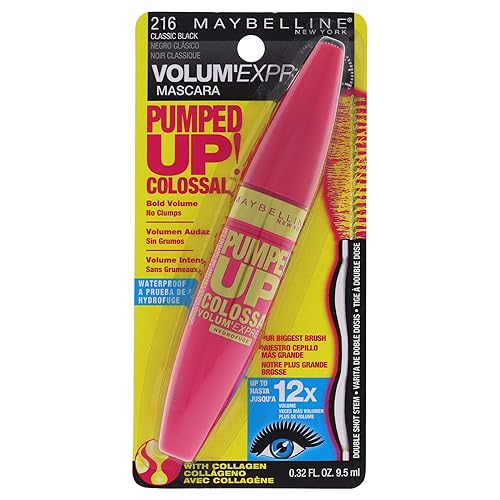 Maybelline New York Volum' Express Pumped Up! Colossal Waterproof Mascara, Classic Black, 0.32 Fl Oz, (K1569200) Beauty & Personal Care MAYBELLINE