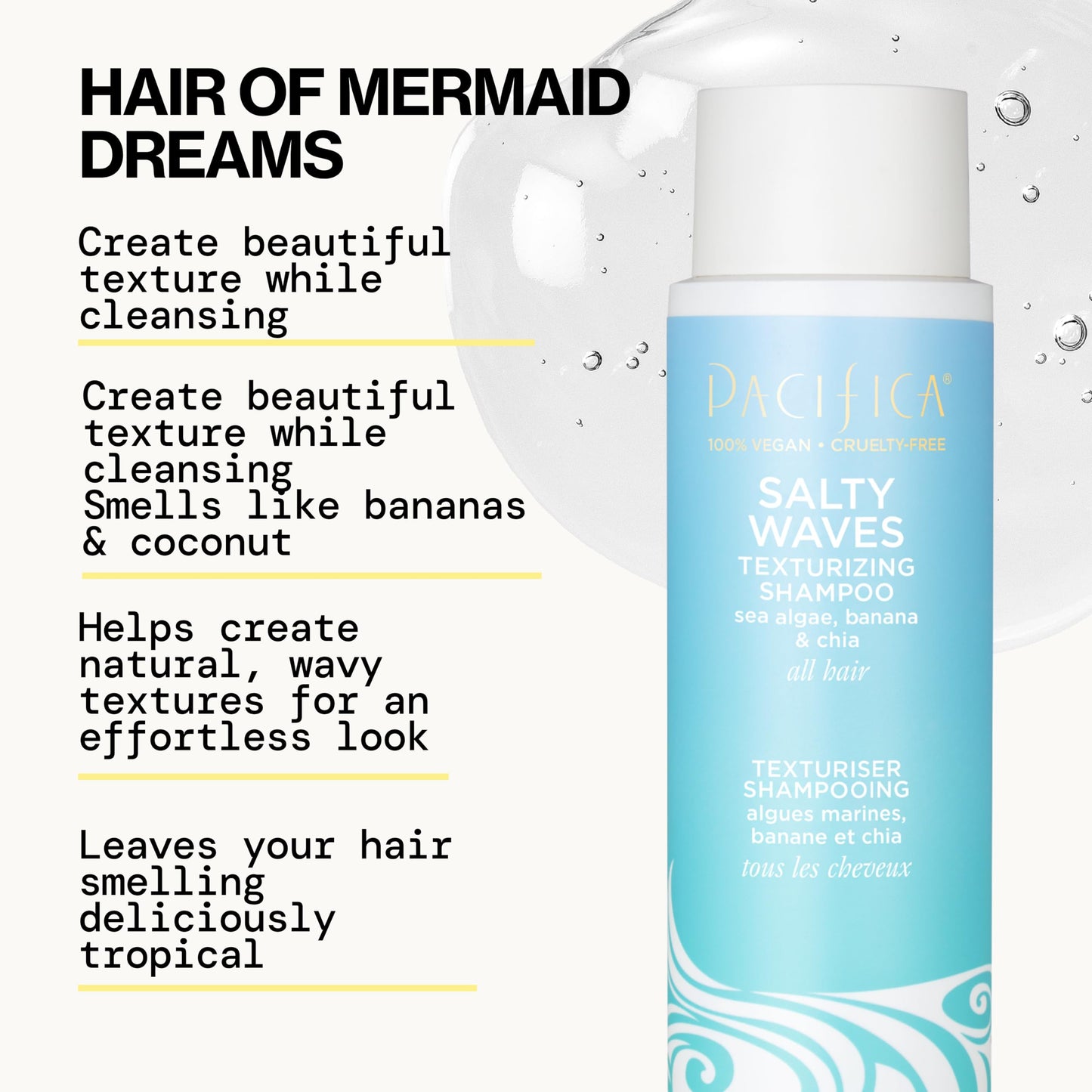 Pacifica Beauty Salty Waves Texturizing Shampoo + Texturizing Conditioner | For All Hair Types | Perfect and Effortless Beach Hair | 100% Vegan Beauty & Personal Care Pacifica