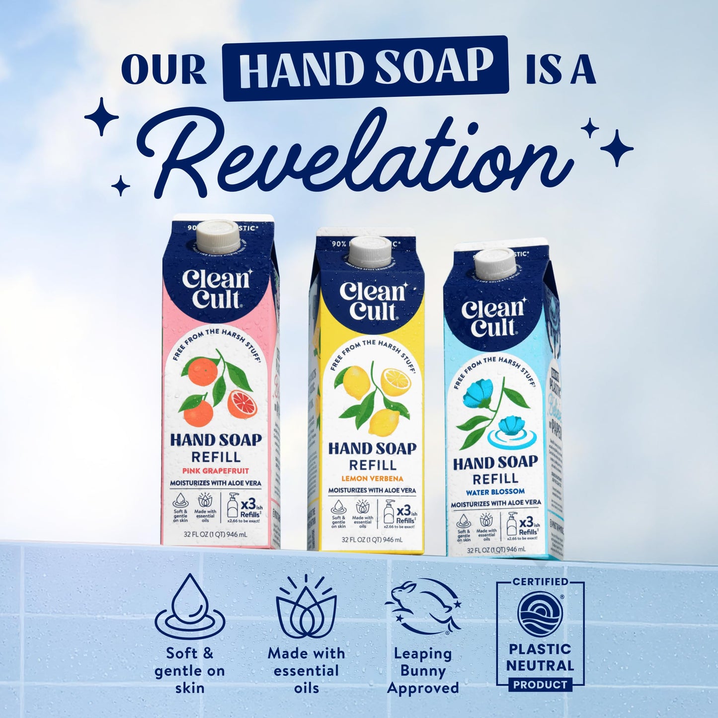 Cleancult Liquid Hand Soap Refill - Wild Lavender - Moisturizes Dry & Sensitive Skin - Made with Aloe Vera & Lavender Essential Oils - Eco Friendly Beauty & Personal Care Cleancult
